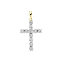 Diamond-Cut Diamond Cross Pendant (14K)