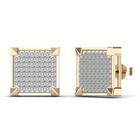 Diamond Square Stud Earrings (14K)