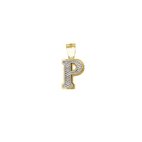 Two-Tone Double-Layered Textured Initial Pendant (14K)