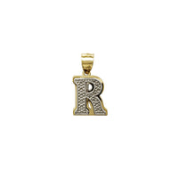 Two-Tone Double-Layered Textured Initial Pendant (14K)