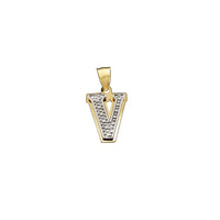 Two-Tone Double-Layered Textured Initial Pendant (14K)