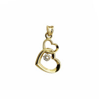 Zirconia Double Open Heart Pendant (14K)