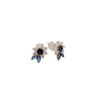 Cubic Zirconia Sunflower Earrings (14K)