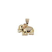 Tricolor CZ Elephant Pendant (14K)
