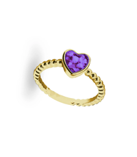 CZ Heart Beaded Ring (14K)