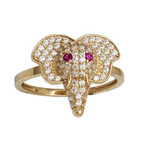 Elephant Cubic Zirconia Ring (14K)
