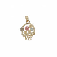 Tricolor Basket Of Flowers Pendant (14K)