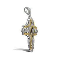 Diamond Two-Tone Interlocked Cross Pendant (14K)