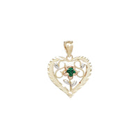 Zirconia Flower Heart Pendant (14K)