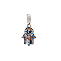 Zirconia Colorful Hamsa Hand Charm for Bracelet (Silver)