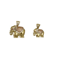 Iced Out Tricolor Elephant Pendant (14K)