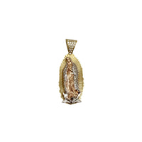 Zirconia Tricolor Virgin Mary/ Guadalupe Pendant (14K)