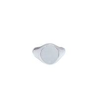 Engravable Oval Full Back Pinky Signet Ring (Silver)
