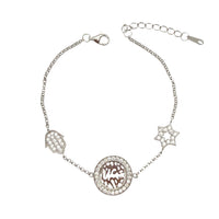 Zirconia Star Of David & Hamsa Charm Bracelet (Silver)