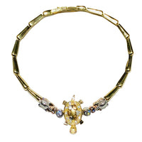 Tri-Color Turtle CZ Bracelet (14K)。