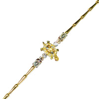 Tri-Color Turtle CZ Bracelet (14K)。