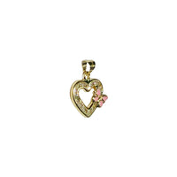 Pink Butterfly CZ heart Pendant (14K)
