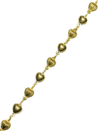 Plain & Carved Heart Bracelet (14K).