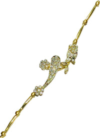 Flower & Leaf CZ Bracelet (14K).