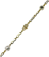 Hamsa Hand CZ Bracelet (14K).