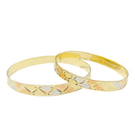 Tri-Color Diamond-Cut Bangle (14K).
