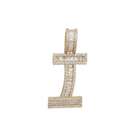 Zirconia Baguette Cursive Initial Letter Pendant (14K)