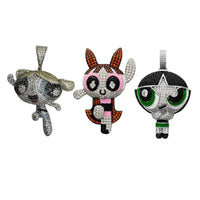 Iced-Out The Powerpuff Girls Pendant (Silver)