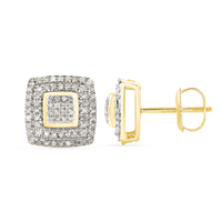 Diamond Iced-Out Square Screw Earring (14K)