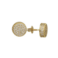 Iced-Out Round Stud Earrings (Silver)