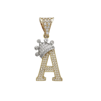 Crown Initial Letter Pendant (14K)