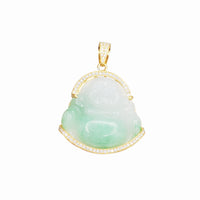 Diamond Jade Buddha Pendant (14K)