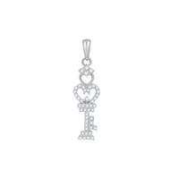 Diamond Heart Key Pendant (14K)