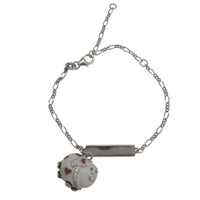 Lucky Pig ID Figaro Bracelet (Silver)