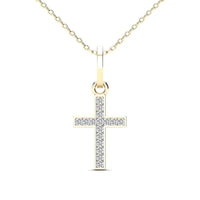 Solid Gold Diamond Petite Cross Pendant (14K)