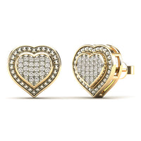 Diamond Heart Pave Stud Earrings (14K)