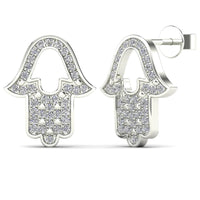Diamond Hamsa Hand Earrings (14K)