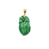 Monkey Shape Jade Pendant (14K)