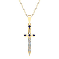 Diamond Sapphire Dagger Pendant (14K)