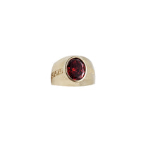 Red Stone Oval Men's Ring (14K)