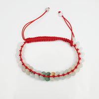 Adjustable Jade Red String Lucky Round Pi Disc Bracelet