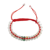 Adjustable Jade Red String Lucky Round Pi Disc Bracelet