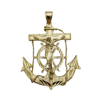 Diamond Cut Jesus Anchor Pendant (14K)