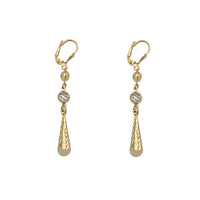 Diamond Cut Zirconia Teardrop Dangling Earring (14K)