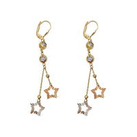 Tri-Tone Stars Latch Back Earring (14K)