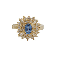 Unique design CZ Lady ring (14K).