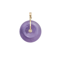 Purple Jade Disc 'Fortune & Happiness' Pendant (14K)