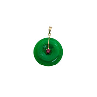 Green Jade Disc CZ Pendant (14K)