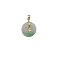 Jade Happiness Symbol Round Disc Pendant (14K).