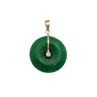 Jade Happiness Symbol Round Disc Pendant (14K)