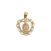 Two-tone Heart Frame Virgin Guadalupe Pendant (14K)